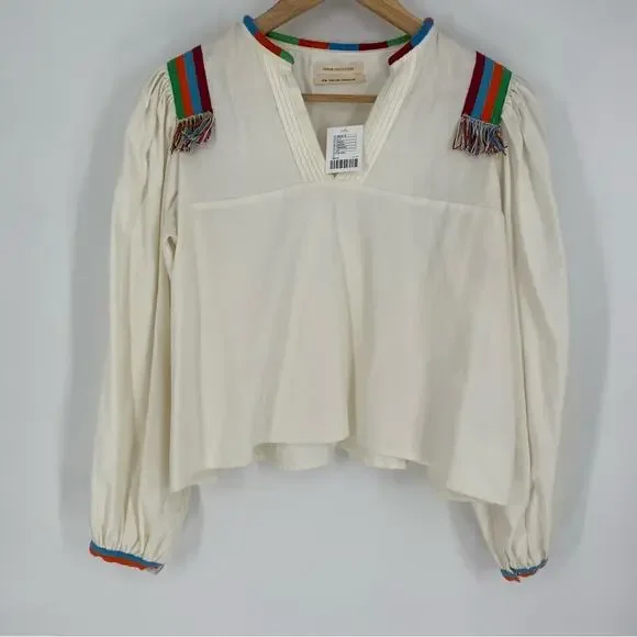 Urban Outfitters Peasant Top Bohemian Tribal Festival Ballon Sleeve Cropped M - Picture 3 of 10